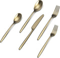 JazzUpCo Ava Flatware Flatware non toxic 18/10 stainless steel dishwasher safe (Matte Champagne Gold, 12 Person Set (60 Pieces))