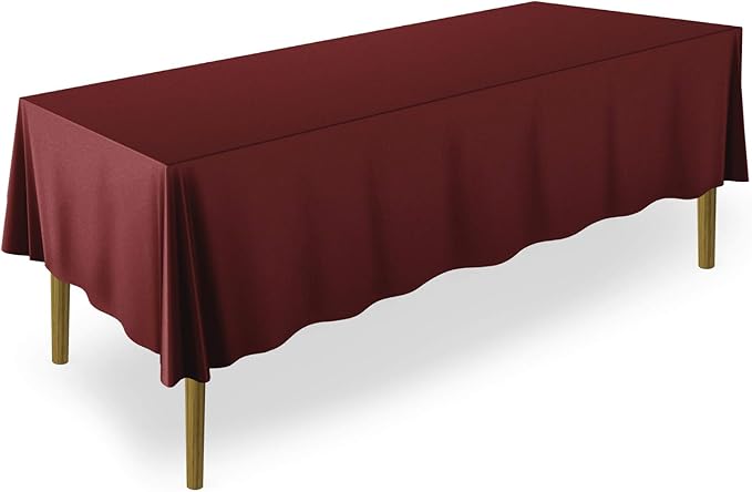 Lann's Linens 70 x 120 Inch Rectangular Tablecloth, Washable Polyester Fabric Table Cloth for Dining Tables, Parties, Restaurants, Weddings - Burgundy