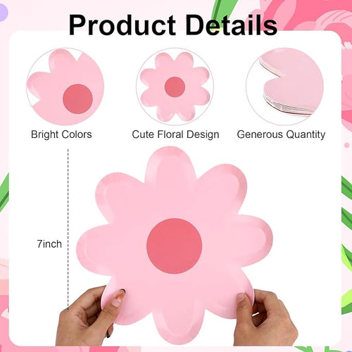 40PCS Daisy Plates Flower Paper Plates for Daisy Party Decorations 9" Daisy-Shaped Disposable Decorative Plates for Birthday Wedding Bridal Party Supplies