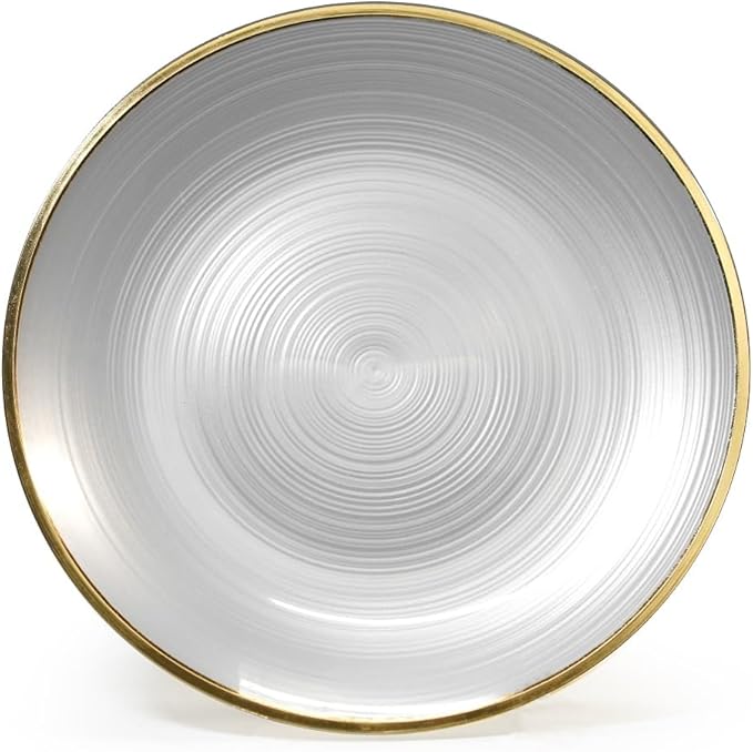 " OCCASIONS " 240 Plates Pack,(120 Guests) Premium Wedding Party Disposable Plastic Plates Set -120 x 10'' Dinner + 120 x 7'' Salad/Dessert (Belize in White Pearl & Gold)