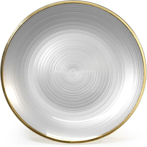 " OCCASIONS " 240 Plates Pack,(120 Guests) Premium Wedding Party Disposable Plastic Plates Set -120 x 10'' Dinner + 120 x 7'' Salad/Dessert (Belize in White Pearl & Gold)