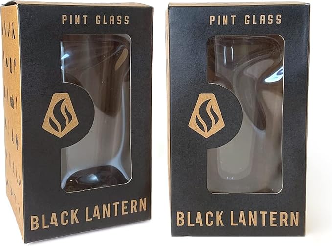 Black Lantern Nature Themed Pint Glasses Set of 2 – Pint Glasses in Unique Designs for Craft Beer Enthusiasts - (Set of Two 16oz. Glasses) - Beer Glasses for Nature Lovers (Stars & Night Landscape)
