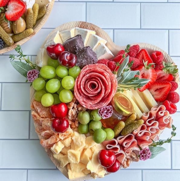 Charity Leaf Disposable Palm Leaf 10" Heart Plates (25 pieces) Bamboo Like Serving Platters, Disposable Boards, Eco-Friendly Dinnerware For Weddings, Catering, Events