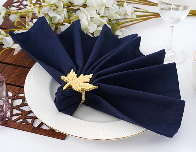 Blue Needles Solid Cloth Napkins Set of 12 Navy Blue 100% Cotton Dinner Napkins 18x18 inches - Soft, Reusable, Absorbent & Washable Linen, Ideal for Wedding Events, Parties & Everyday Use