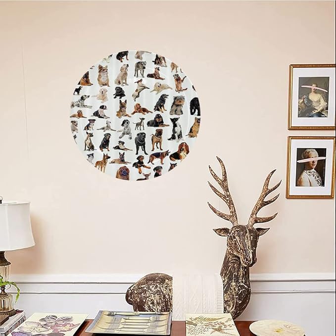 Decorative Plates, Dog Lover Print Ornament, Austratlian Shepherd Pet Italian Mastiff, 10 Inch, 1 Plate with 1 Display Stand, Brown Black