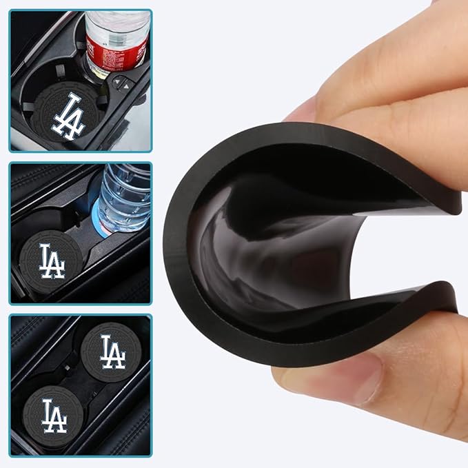 Silicone Dodgers Car Cup Holder Coasters,Baseball Fans Car Coasters for LA Dodgers Fans, Non-Slip Universal Fit Cup Holder Insert