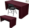 Nasitos 2 Pack Burgundy Tablecloth Rectangle Fitted for 4 Foot-Open Back Valentines Tablecloth Fabric Washable and Wrinkle Resistant Table Cover for Trade Show, Parties, Banquet, Buffet, Baby Shower