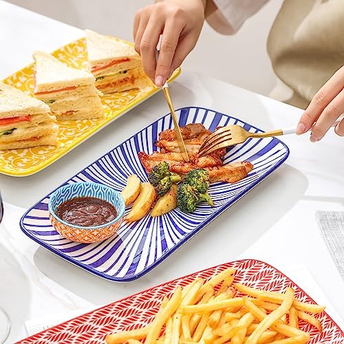 Selamica Ceramic 12 Inch Rectangular Serving Platters Set of 4 - Image 5