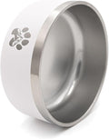 Stainless Steel Dog Bowl for Small-Large Dogs | Double Wall Insulated, Non-Slip Base Heavy Duty Water and Food Bowls for Dogs & Cats | Pet Safe BPA Free & Dishwasher Safe | 64 Oz - White