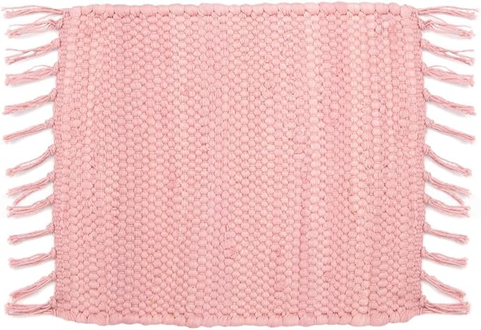 PILLOWPIA Handcrafted Chindi Rag Rug Hot Pad – 100% Cotton, Handwoven, Colorful & Eco-Friendly | Boho Kitchen Accessory for Table, Counter, or Serving Use - Peony