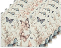 12"x18" Fairy Butterfly Pink Pale White Yellow Placemats Set of 4 Washable Thick Place Mats Kitchen Table Mats Decorative Linen Fabric Table Mat for Dining Table Kitchen Home Decor