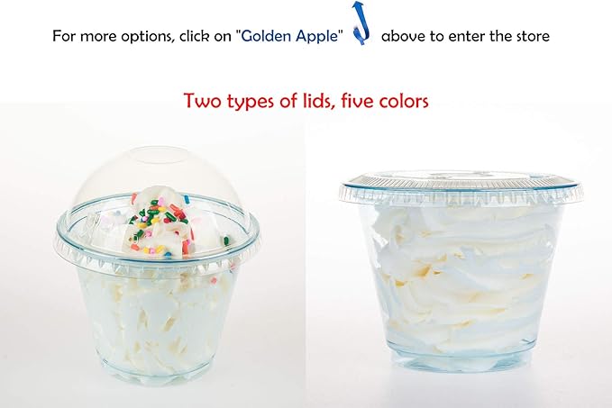 Golden Apple, 9oz-50sets Color Cups with Dome lids No Hole (Blue)…