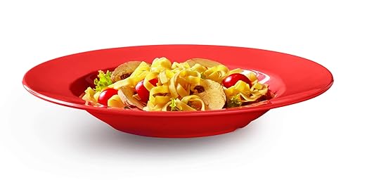 G.E.T. B-1611-RED-EC Melamine Pasta Bowl with Wide Rim, 16 Ounce, Red (Set of 4)