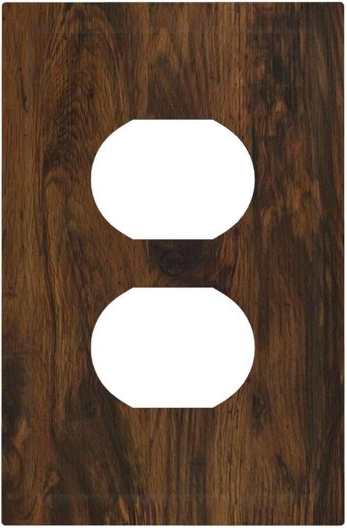 Outlet Covers Brown Rustic Wood Grain Vintage Wooden Texture 1 Gang Duplex Light Switch Cover Plate Decorative Wall Plates Electrical Switchplate Receptacle for Cabin Bedroom Decor（2 Pack）