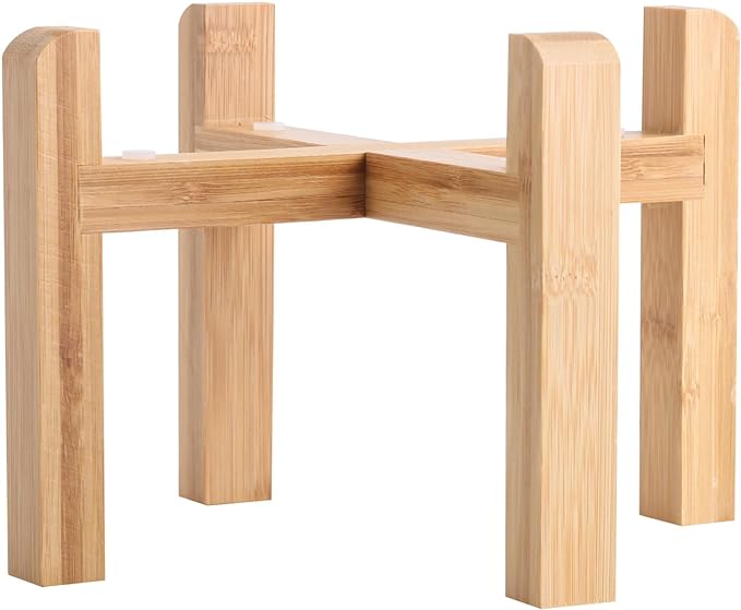 Elevated/Raised Dog Bowl Wood Stand for Medium Large Breed,Dog Food Water Dish Holder, 8 in Non Slip Porcelain Pet Bowl Stand Extra Big Height 6.29" Tall