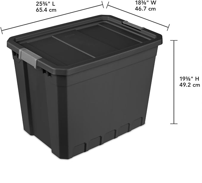 Sterilite 16-Pack Plastic Storage Bins with Lids, Stackable Containers, 27 Gallon, Black
