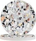 Surface of Terrazzo Floor Texture Coasters for Drinks 2 Pack Antique Beautiful Stone Design Tabletop Protection Kitchen and Coffee Table Décor & Accessories,Set of 2