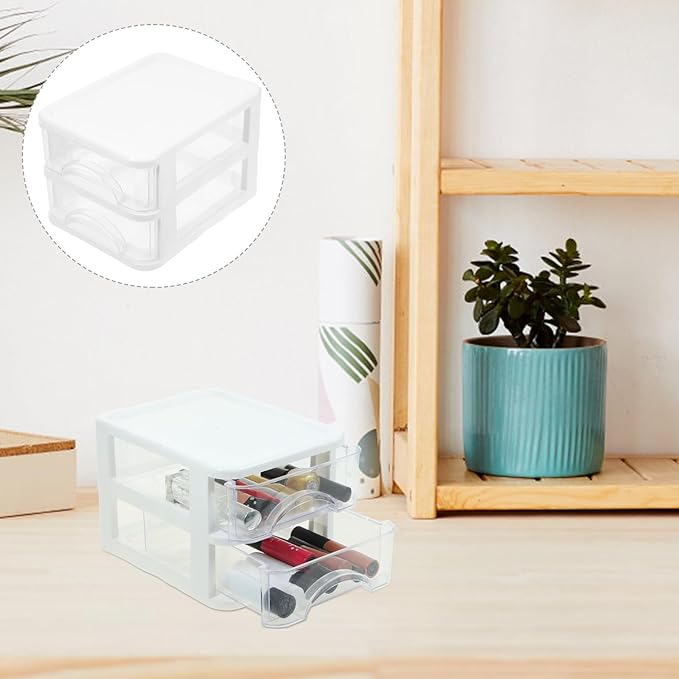 COHEALI Multi-Function Desk Organizer with 2-Layer Drawer, Desktop Storage Box for Office Supplies, Practical Tabletop Stationery Storage for Workspace Organization