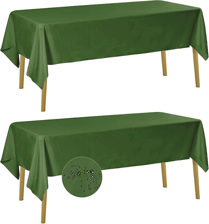 Fokitut 2 Pack Waterproof Rectangle Tablecloth, 60x102 Inch, Stain Resistant and Wrinkle Polyester Table Cloth, Fabric Table Cover for Kitchen Dining, Wedding, Party, Holiday Dinner-Willow