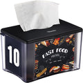 Interfold Tabletop Napkin Holder, Commercial Restaurant Napkin Dispenser with 4-Sided Marketing Insert Display, Easy-Access Black Napkin Dispenser for Counters & Tables