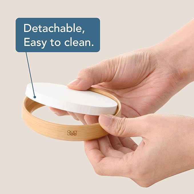 GUDEE TRIVI Set of 4 Water Absorbent Diatomite Coasters with Diatomaceous Earth and Bamboo Frame, Water Absorbing For Water Bottle and Dry Table, Countertop, Sink Area, Kitchen Bathroom Surface, White