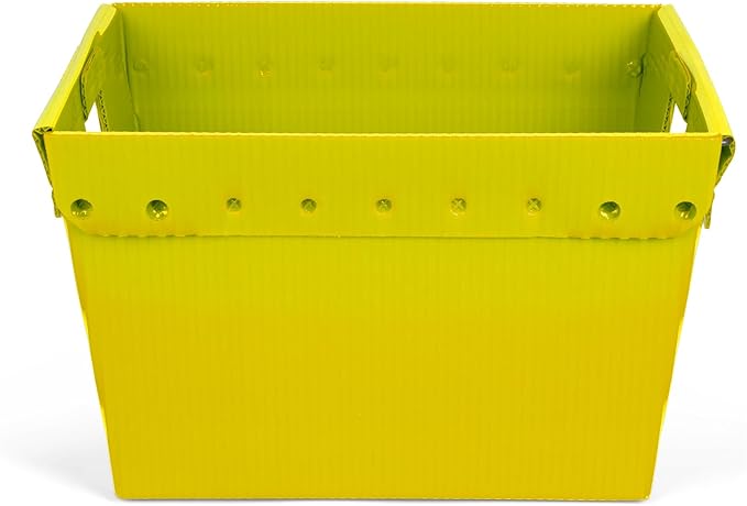 Hudson Exchange 18.25 x 13.25 x 11.75 (3 Pack) Corrugated Space Age Handled Storage Container Mail Tote, Yellow