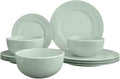 Yoshy 12-Piece White Bone China Dinnerware with Lightweight Durable Chip Resistant Design Service for 4 (12 Piece - Service for 4, Willowmist)