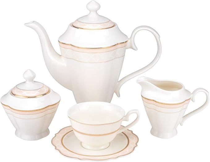 Euro Porcelain 57-pc Banquet Dinnerware Set, Luxury Bone China Tableware, Service for 8 (6664G) 6664-20