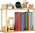 Desktop Organizer Shelf, Multi Tier Wood Tabletop Bookshelf, Space Saving Countertop Storage Rack for Office, Bedroom, Living Room(Light Walnut,15.7 * 7.8 * 14.5in)