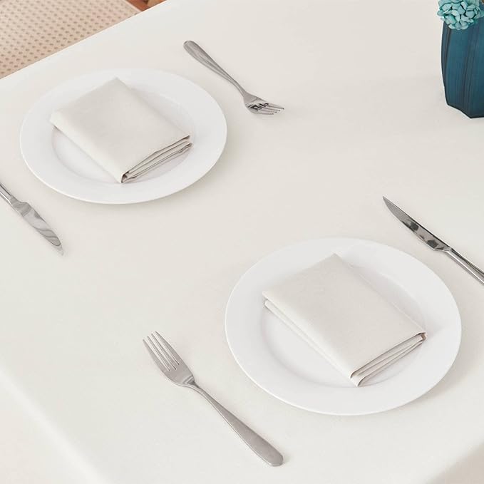 Rectangle Tablecloth 60x104 inch Linen Textured Waterproof Table Cloth Stain and Wrinkle Resistant Washable, Decorative Fabric Table Cover for Outdoor and Indoor Use, Ivory