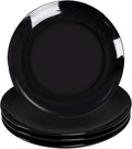 DELLING 10 inch Black Dinner Plates Set, Porcelain Dessert/Salad Plate, Serving Dishes, Dinnerware Sets, Scratch Resistant, Lead-Free, Microwave, Oven, and Dishwasher Safe - Set of 4