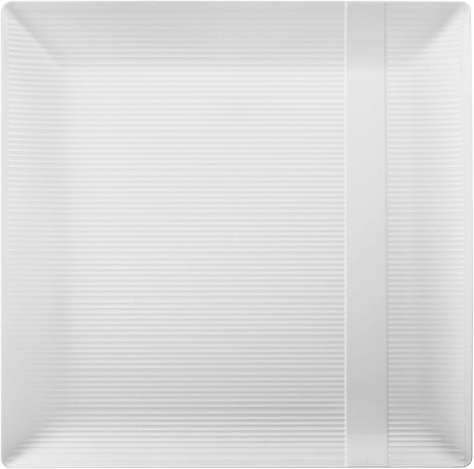Exquisite Disposable-White-Plastic-Plates-Square Linear (40 Pack) Wedding Dinner Fancy Tableware Dishes (7.5 Inch., White) Single Size Set