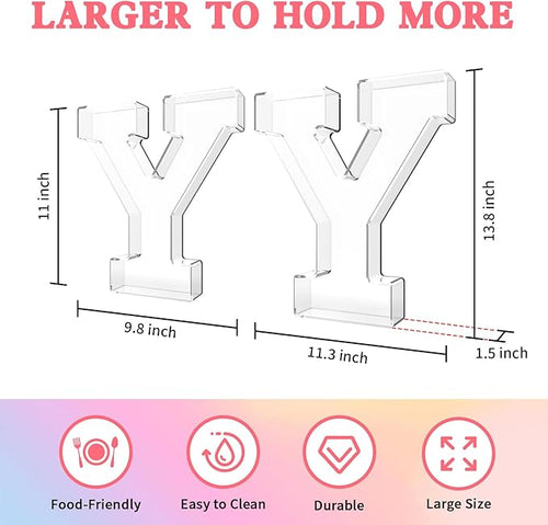 13.8" Acrylic Letter Charcuterie Tray, Charcuterie Letters Fillable Box for Food, Reusable Serving Cake Candy Dish Display Tray for Birthday Anniversary Party Decoration (Letter Y)