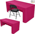 Nasitos 2 Pack Fuchsia Fitted Tablecloth Rectangular for 6 Foot Tables Trade Show-Open Back Tablecloth Washable and Wrinkle Resistant Fabric Table Cloth for Weddings, Parties, Buffet, Baby Shower