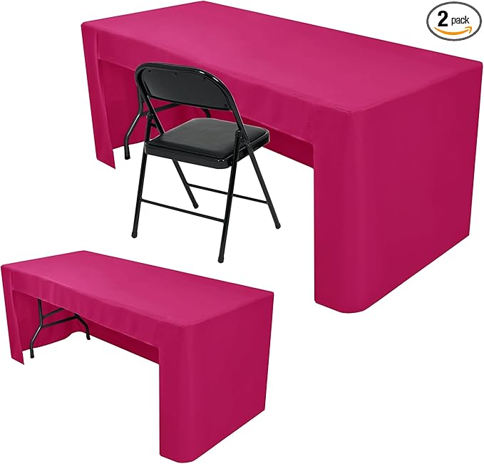Nasitos 2 Pack Fuchsia Fitted Table Cloth for 4 Foot Tables-Tablecloth Open Back Fabric Washable and Wrinkle Resistant Table Covers for Rectangular Tables Birthday Parties, Baby Shower, Banquet