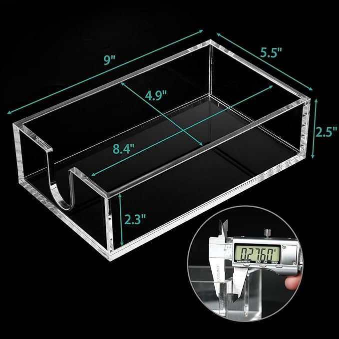 Rubtlamp 1Pcs Clear Napkin Holder Bathroom - 0.27Inch Thickness Bathroom Acrylic Guest Towel Holder - Acrylic Hand Towel Tray for Kitchen, Parties, Weddings, Party, Hotel (Clear, 9”X5.5”X2.5”)