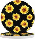 Sunflowers Cup Coasters Set of 2 Chamomile Cornflowers On Black Beautiful Watercolor Floral Wooden Table Apartment Decor 100% Diatomite for Drinking Glasses,4 Inches