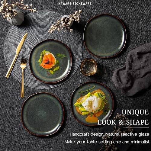 HaWare Stoneware Salad Plates Set of 6, 7.9” Heavy Duty Ceramic Plates, Reactive Glaze Dinnerware for Home Restaurant, Chip and Scratch Resistant, Microwave and Dishwasher Safe, Reactive Moss Green - Image 5