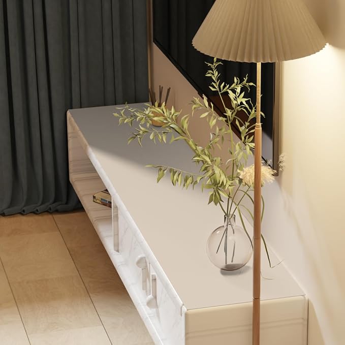 Leather Table Cover,1.8mm Thick,12x78 Inch Desk Cover,Dresser Cover Top,Dresser Protector Top,Dresser Cover,End Table Cover.(Beige+Light Gray,12x78)