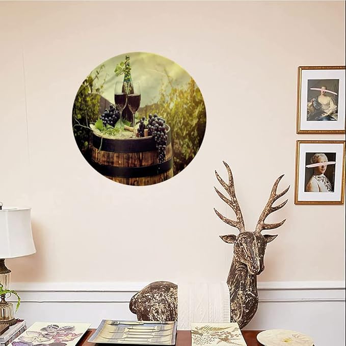 Ceramic Display Plate, Wine Ceramic Hanging Decorative Plate, Scenic Tuscany Vineyard, 7 Inch, Household Custom Ceramic Plate, Green Black Brown
