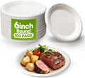W&Y 100 Pack 6 Inch Disposable Small Paper Plates,Heavy Duty Dessert Plates - Compostable, Microwave-Safe, Leak-Proof, Ideal for Parties, Picnics & Daily Use