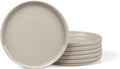 LIANYU 6Pcs Dinner Salad Plates Set, 7.75 Inch Stoneware Kitchen Dessert Flat Plate, Small Ceramic Serving Dishes for Dessert and Appetizer, Stackable, Oven, Microwave & Dishwasher Safe, Milky Brown