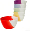 Porcelain 12 oz Small Bowl Sets, Ceramic Stoneware Bowls, 5 Inch Bowls for Desert, Snack, Fruit, Side Dishes, Rice, Kitchen Prep, Microwave Safe - 5 Inch, Set of 6, Multicolor