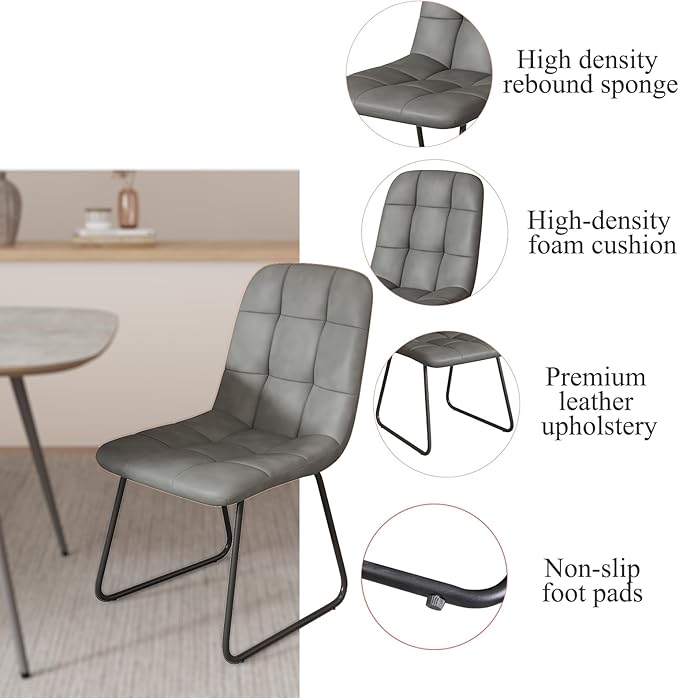 55.1'' Dining Table Set for 4,Modern Wood Dining Table,Leather Dining Chairs 4,Table and Chairs Set of 4,Ideal for Kitchen Dining Room (Cat Scratch Table + 4 U-Shaped Gray Chairs, 55.1")