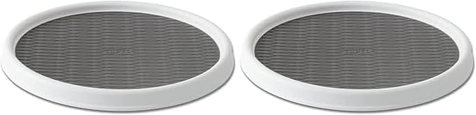 Copco Basics Non-Skid Pantry Cabinet Lazy Susan Turntable, 12-Inch, White/Gray (Pack of 2)