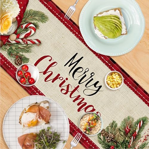 ANNA QUEEN Christmas Gnome Table Runner and Placemats Set of 6, 13"x72" Rustic Table Runner with 12"x18" Placemats, Farmhouse Holiday Dining Table Set - Image 6