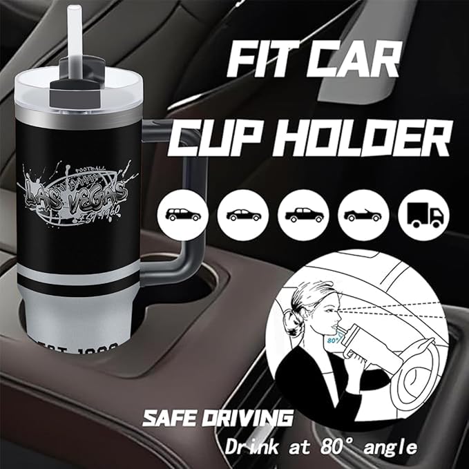 Las Vegas 30 oz Tumbler with Handle and Straw,Car cup,Coffee Mug,100% Leakproof Insulated Tumbler with Lid and Straw,Made of Stainless Steel,Cup Holder Friendly Base,Classic Collection Gifts for Fans