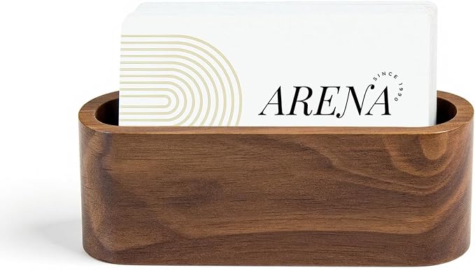 Business Card Holder for Desk, Minimalist Wooden Desk Organizer, Stylish Office & Home Decor for Professional Card Display