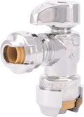 SharkBite 1/2 x 1/4 Inch (3/8 Inch OD) Compression Angle Stop Valve, Quarter Turn, Push to Connect Brass Plumbing Fitting, PEX Pipe, Copper, CPVC, PE-RT, HDPE, 23048-0000LF