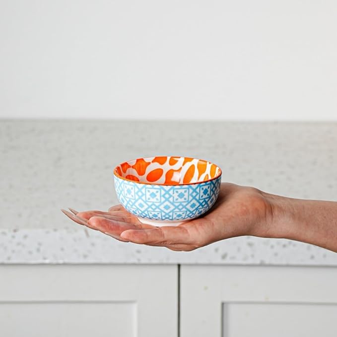 Ceramic Dipping Bowls Set - Mini 4 Oz Dessert Bowls - Small 3.5 Inch Porcelain Bowls for Side Dishes, Snack, Yogurt, Appetizer - Microwave Dishwasher Safe - Set of 6 - Assorted Colors